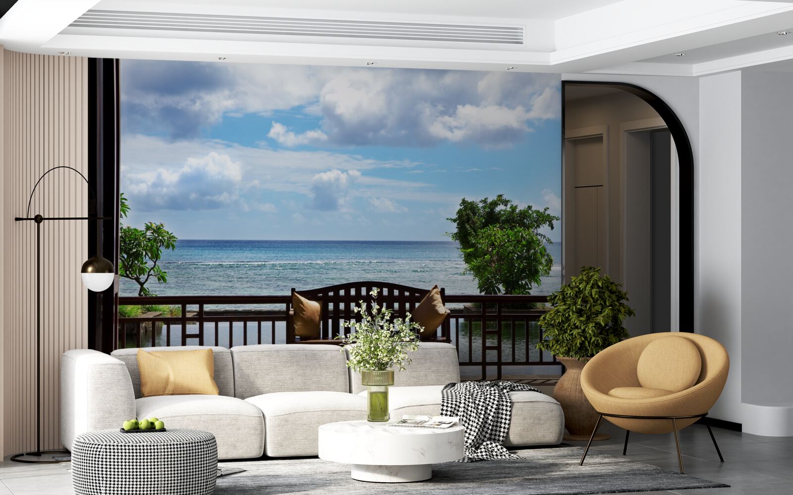 Fototapeta pohodlná lavička na pobreží oceánu