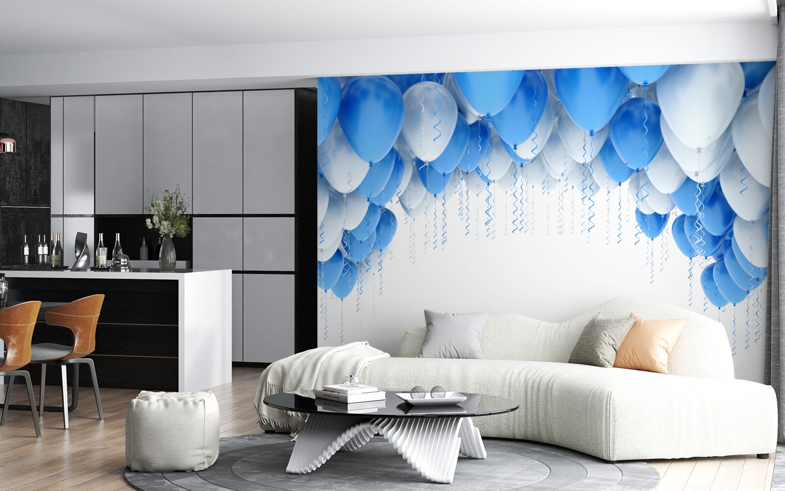 Fototapeta biele a modré gule plávajúce vo vzduchu