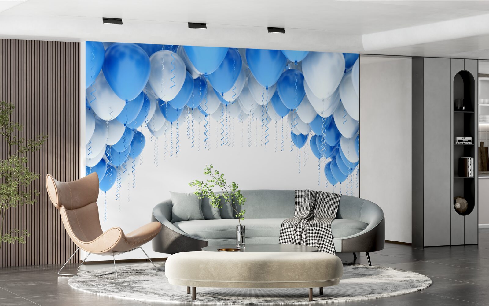 Fototapeta biele a modré gule plávajúce vo vzduchu