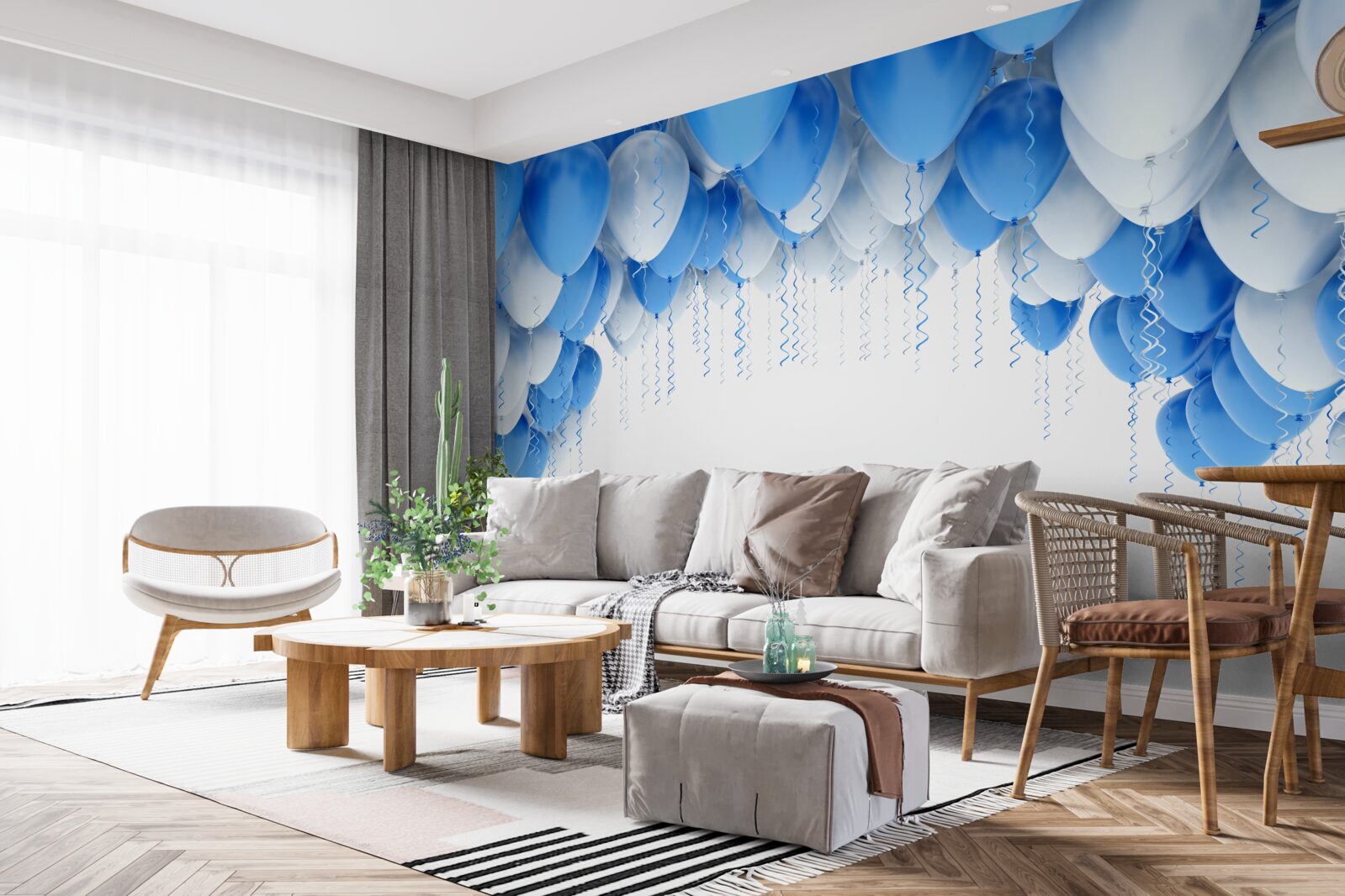 Fototapeta biele a modré gule plávajúce vo vzduchu