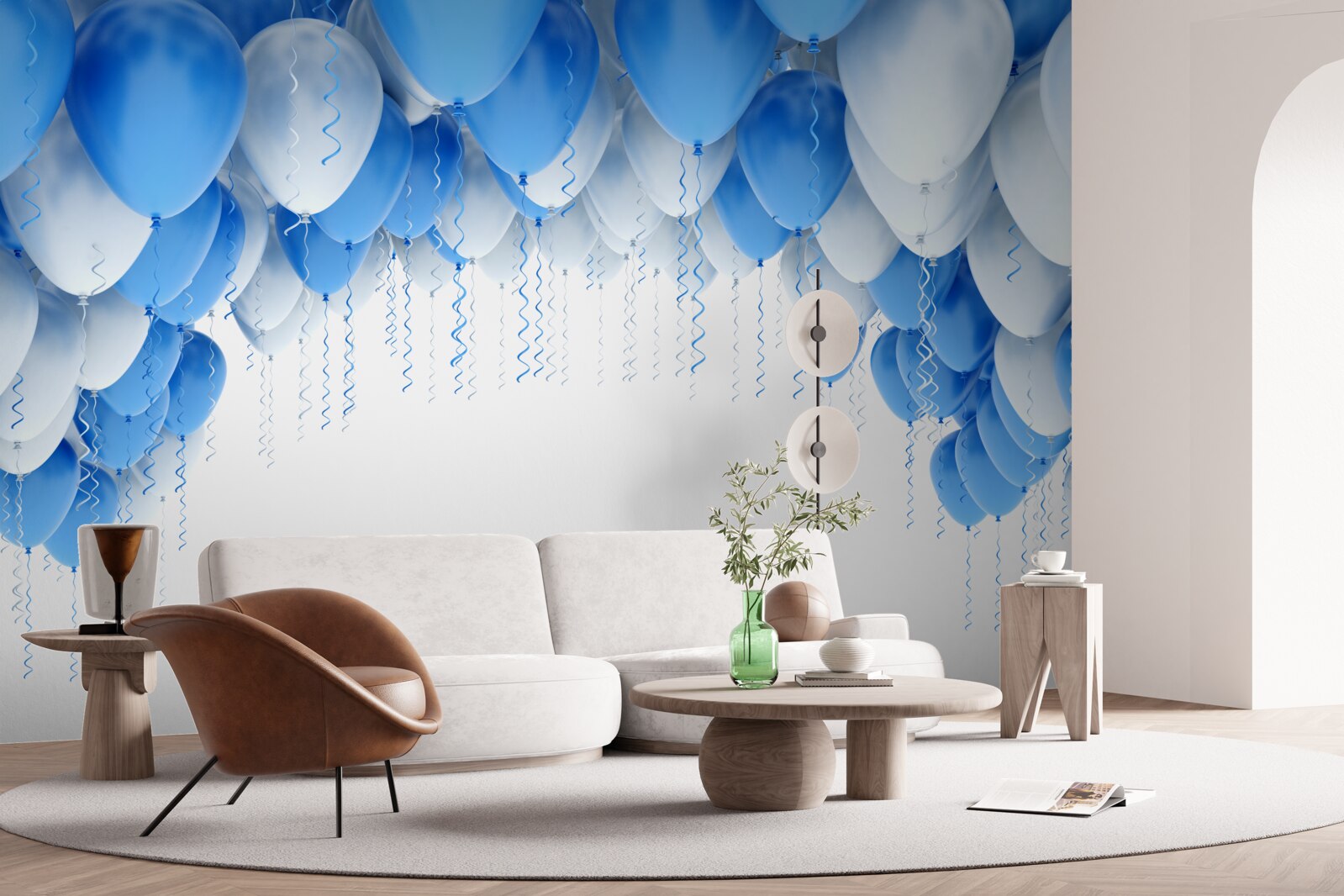 Fototapeta biele a modré gule plávajúce vo vzduchu