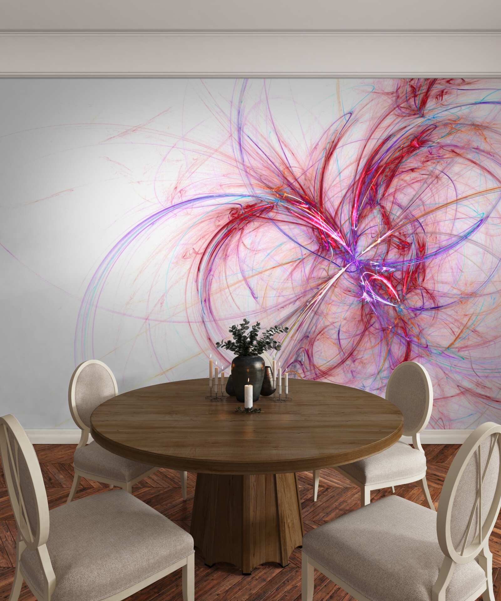 Fototapeta čiara červenej a modrej na bielom zadí, tenká a elegantná