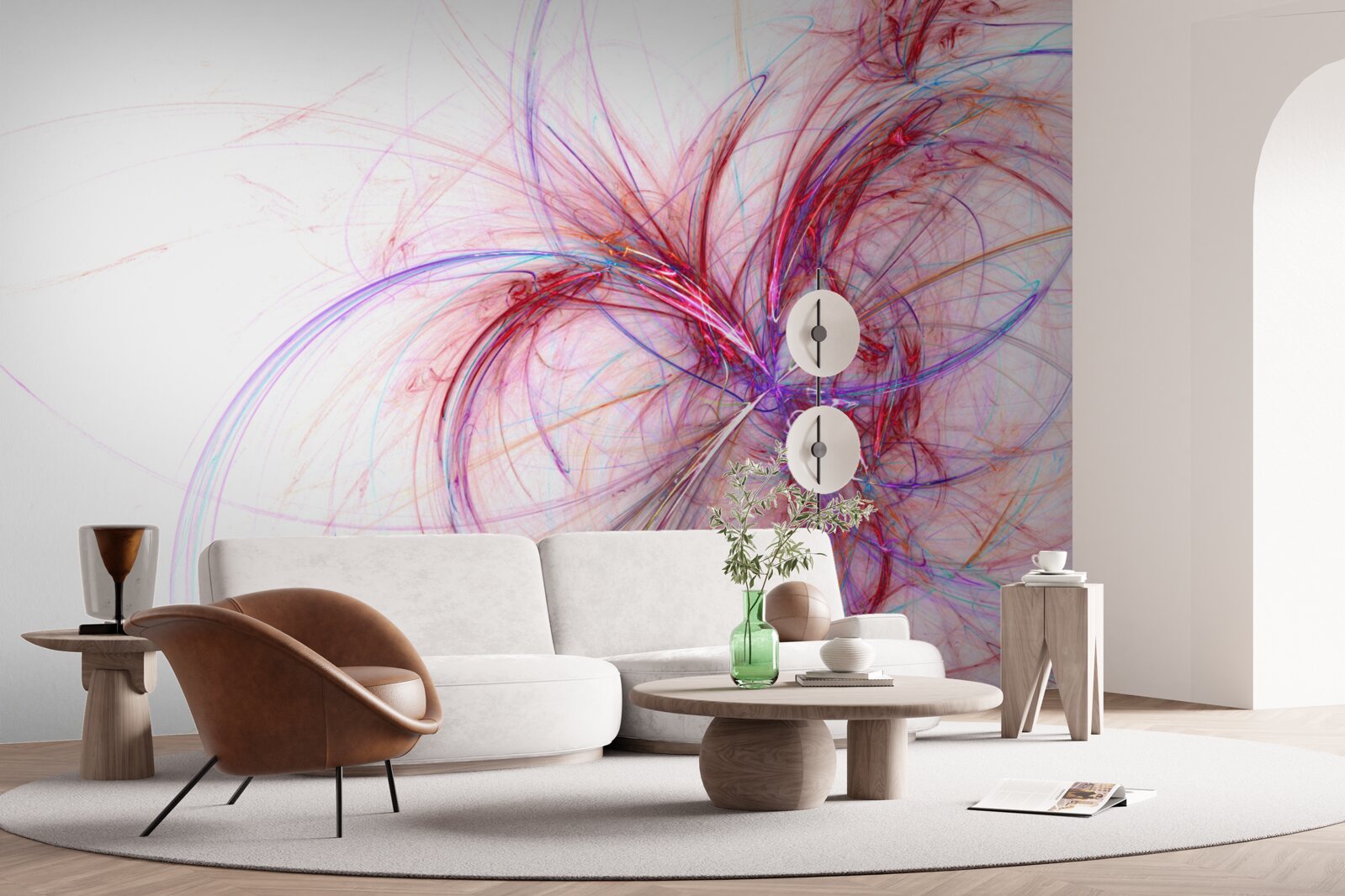 Fototapeta čiara červenej a modrej na bielom zadí, tenká a elegantná