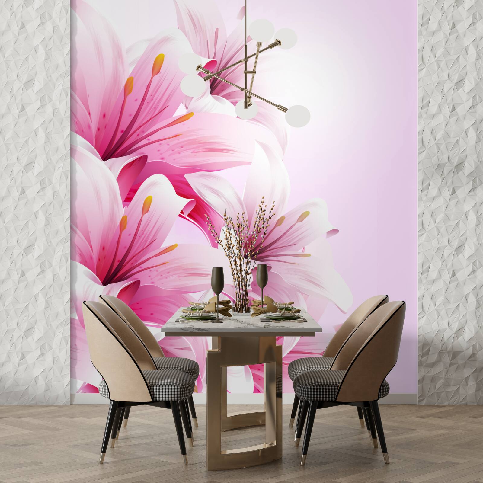 Fototapeta jemná kytica ružových alstromérií