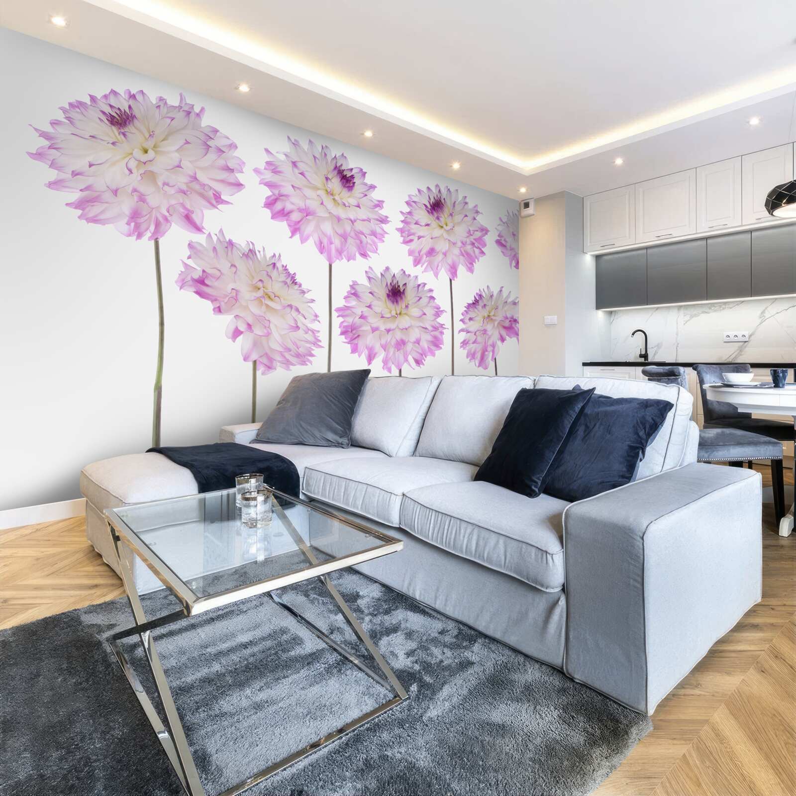 Fototapeta pôvabné biele a ružové astry