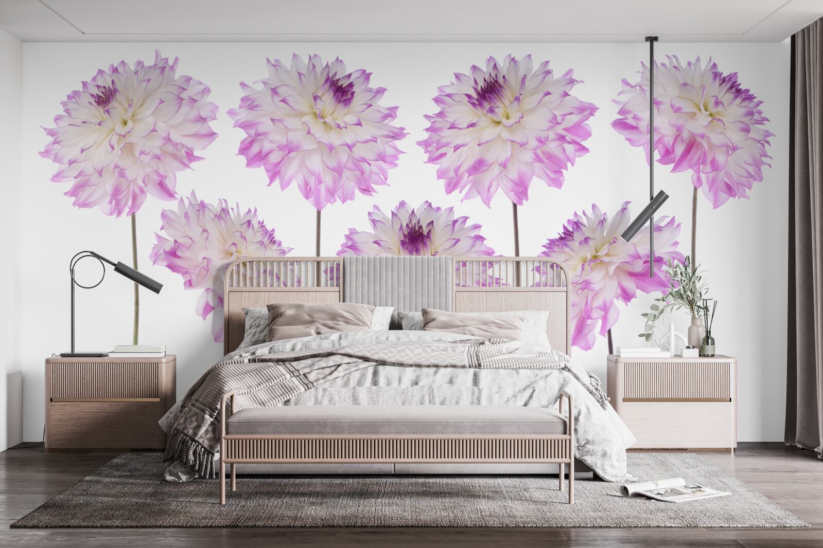 Fototapeta pôvabné biele a ružové astry