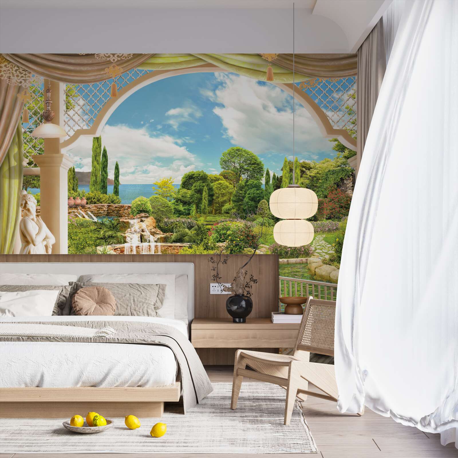 Fototapeta balkón s výhľadom na malebnú zelenú prírodu