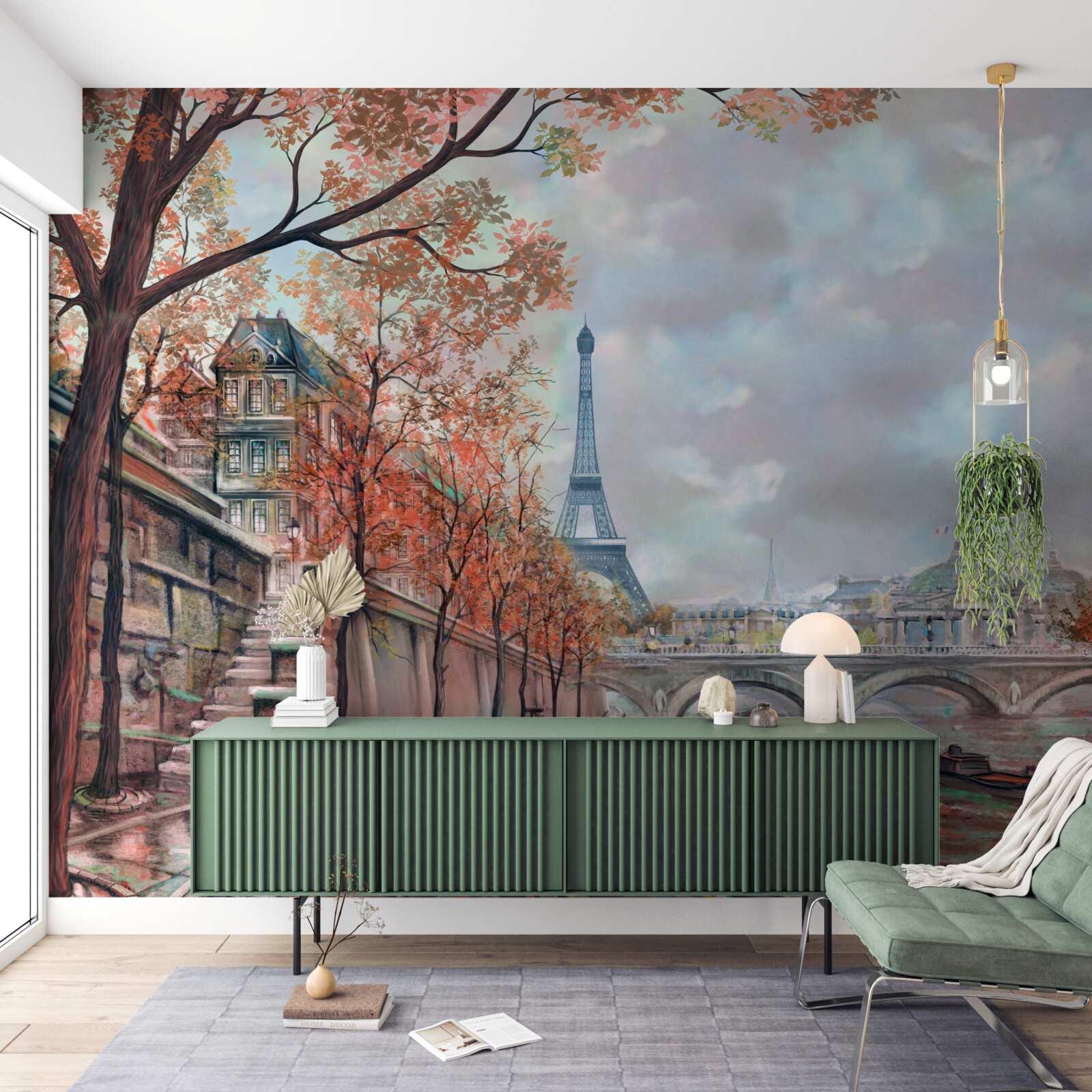 Fototapeta Parížska krajina a nábrežie vo dyách