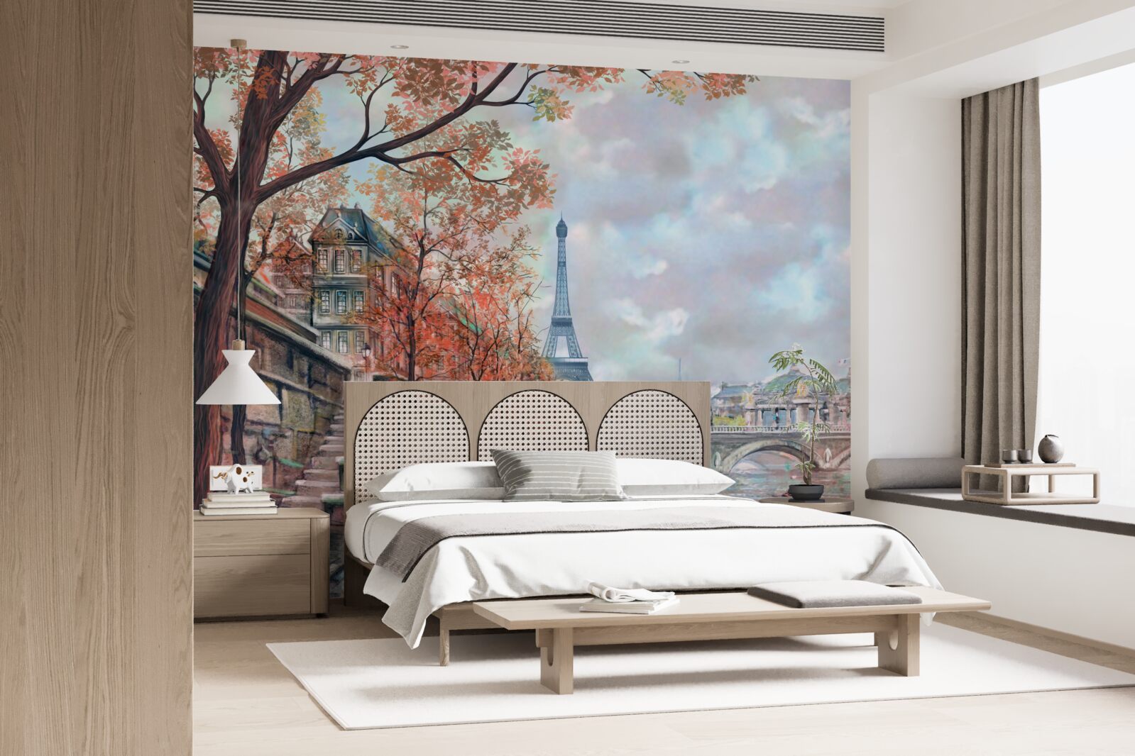 Fototapeta Parížska krajina a nábrežie vo dyách