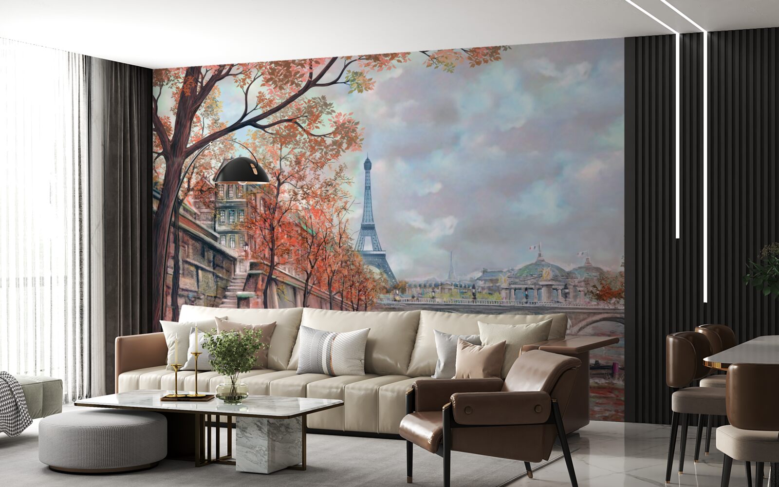 Fototapeta Parížska krajina a nábrežie vo dyách