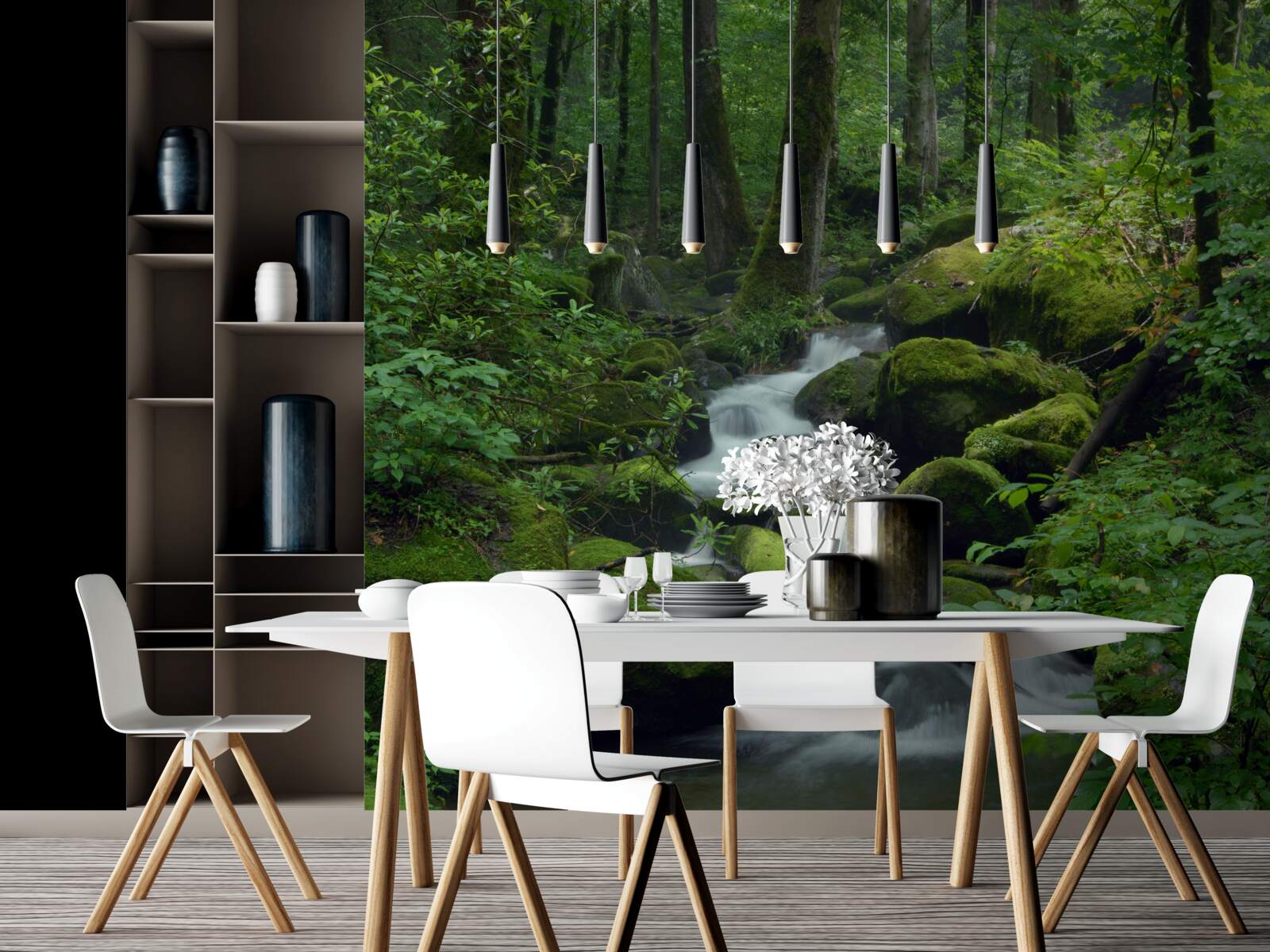 Fototapeta malý potôčik v hustom zelenom lese