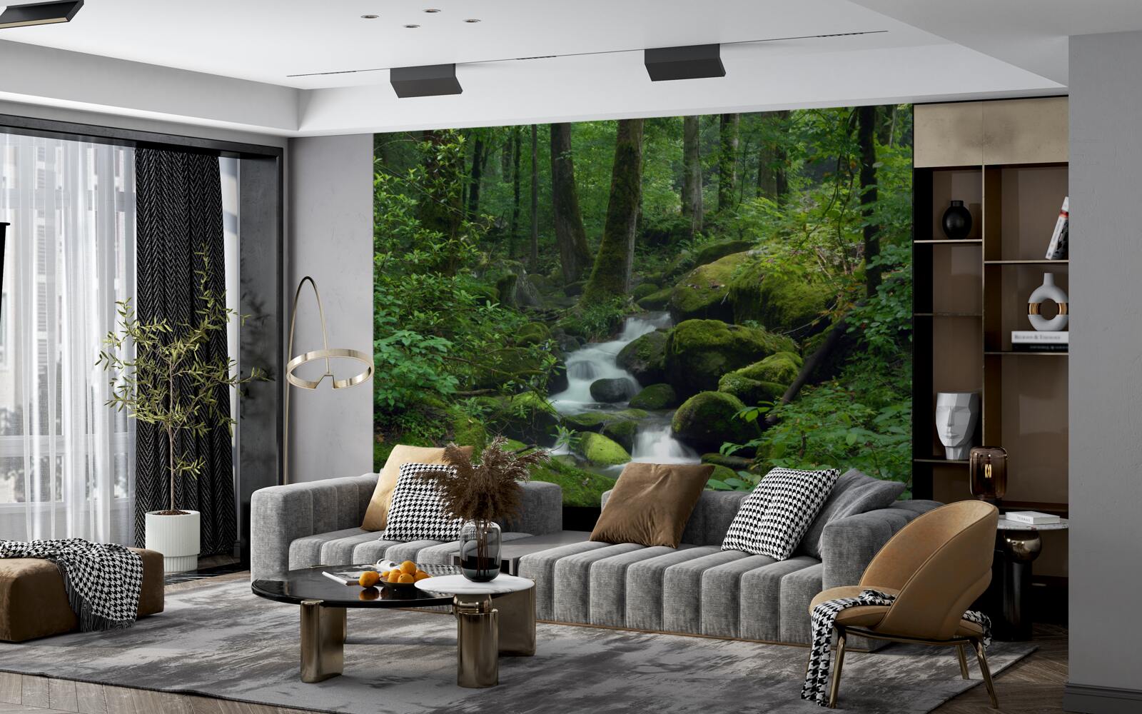 Fototapeta malý potôčik v hustom zelenom lese