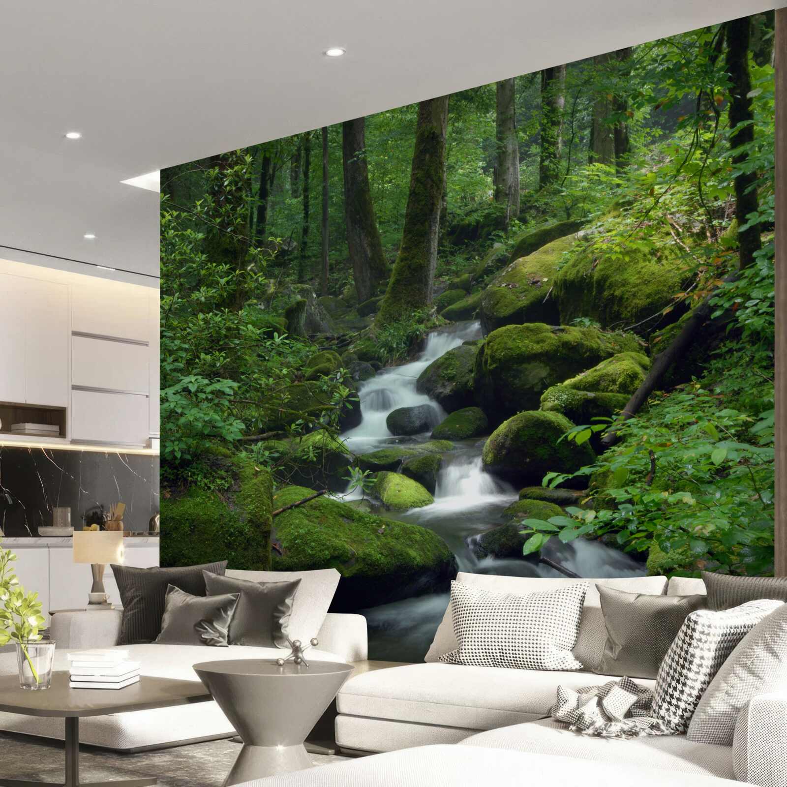 Fototapeta malý potôčik v hustom zelenom lese