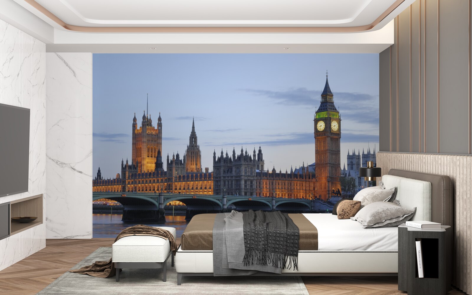 Fototapeta Big Ben a parlament osvetlenými svetlami