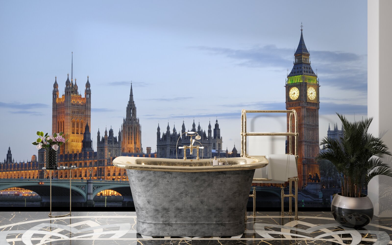 Fototapeta Big Ben a parlament osvetlenými svetlami