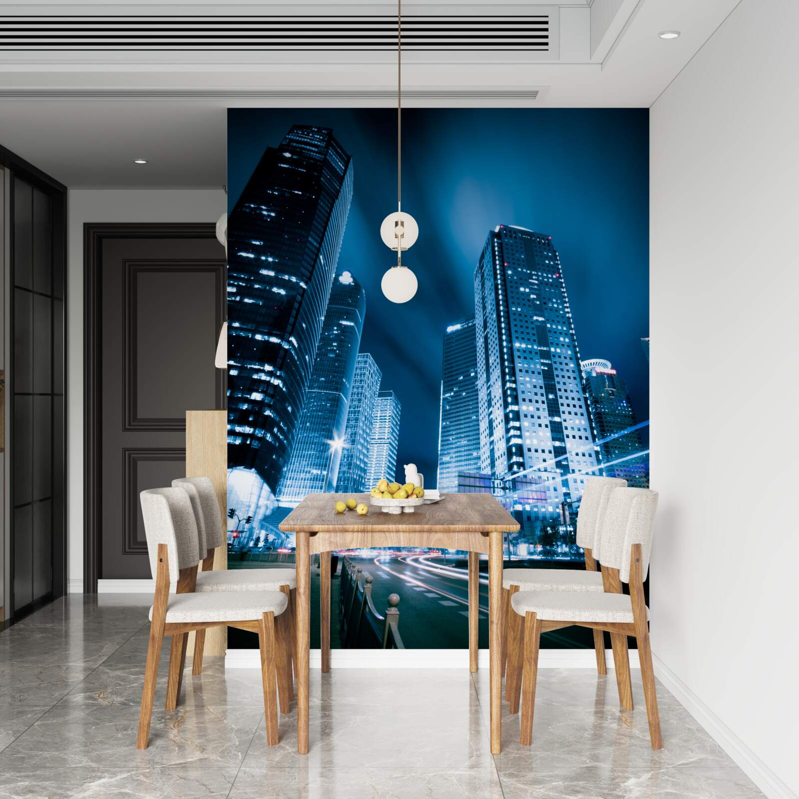 Fototapeta mestské mrakodrapy sú osvetlené farebnými svetlami