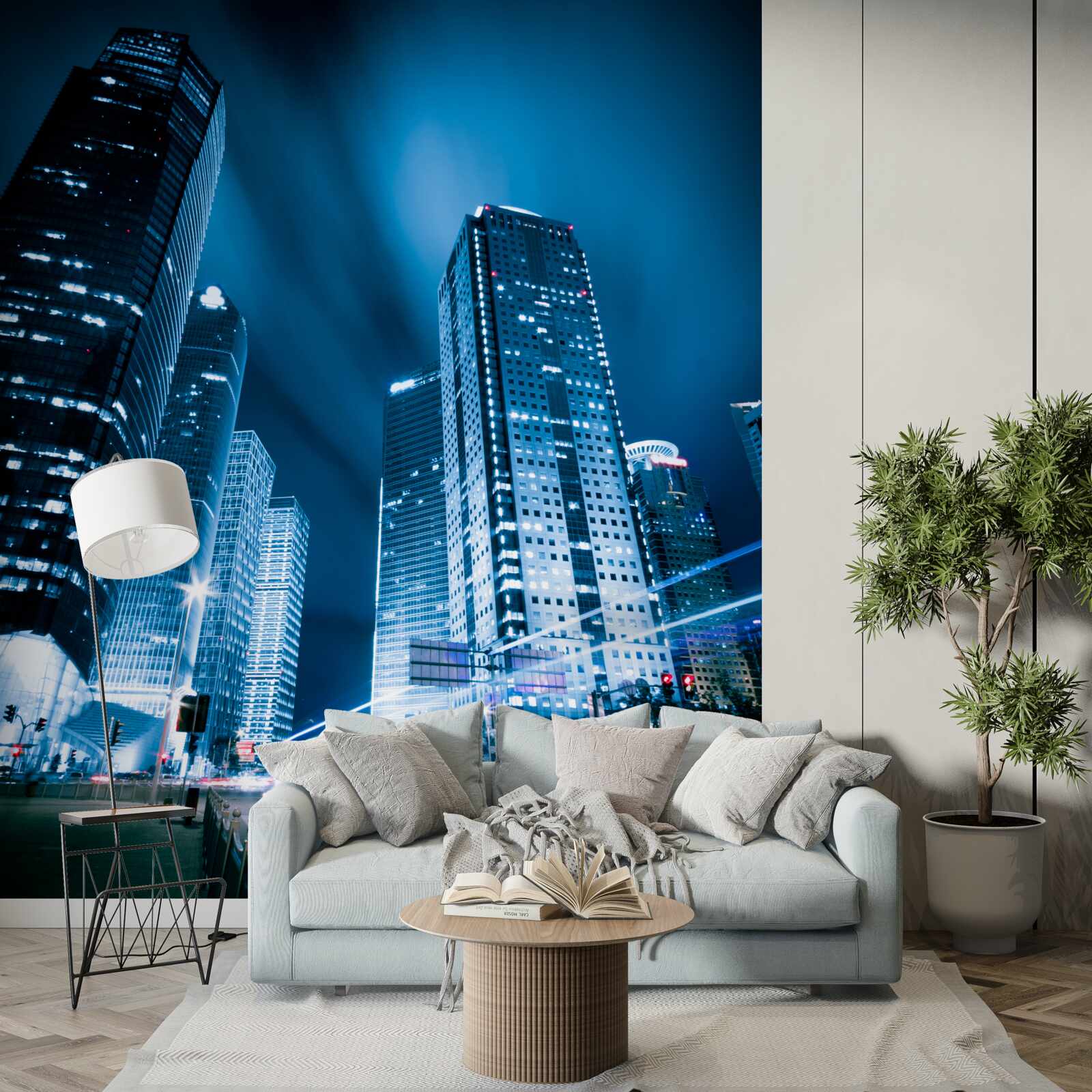 Fototapeta mestské mrakodrapy sú osvetlené farebnými svetlami