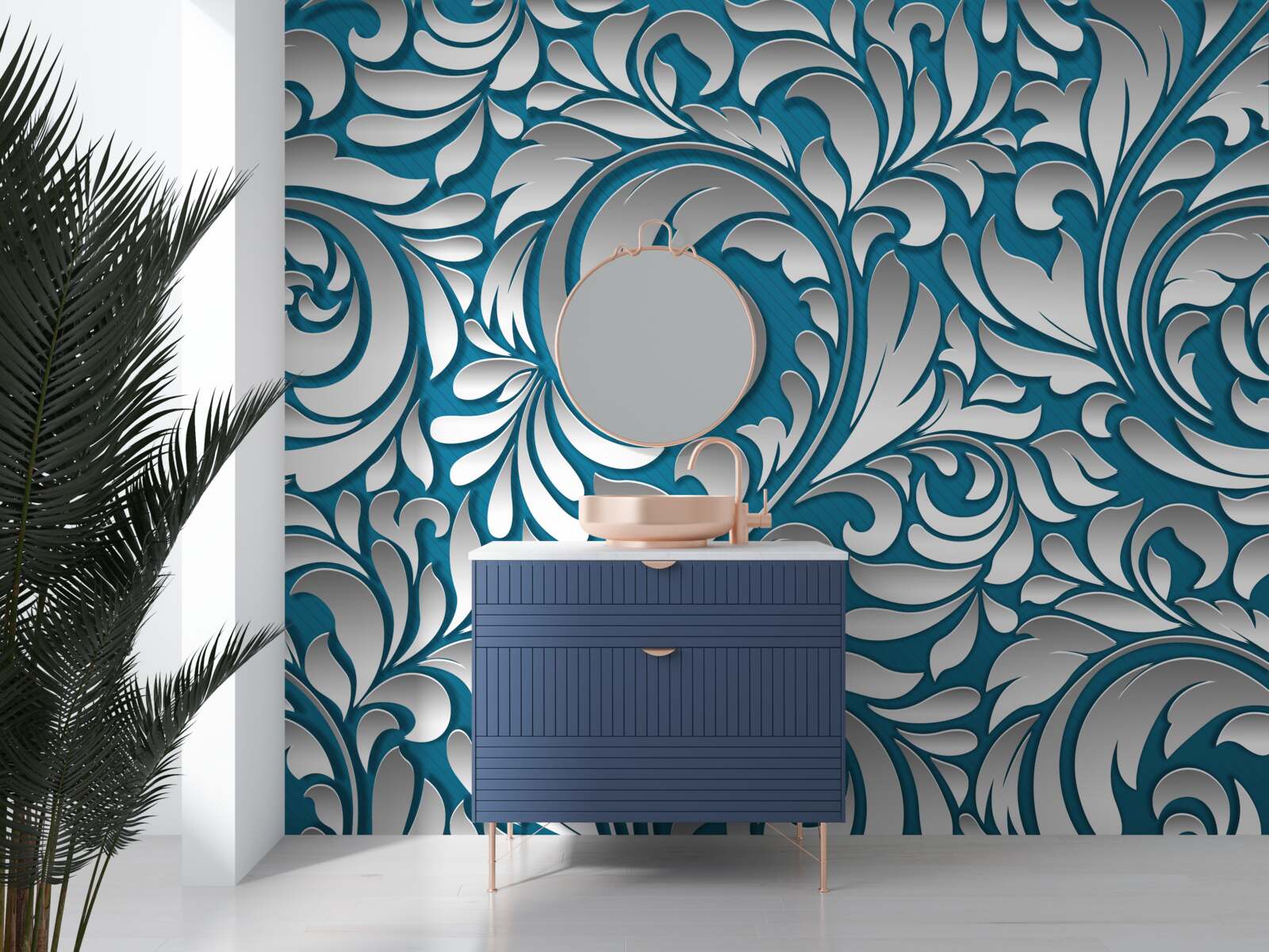 Fototapeta vzorovaná štruktúra v odtieňoch bielej a modrej