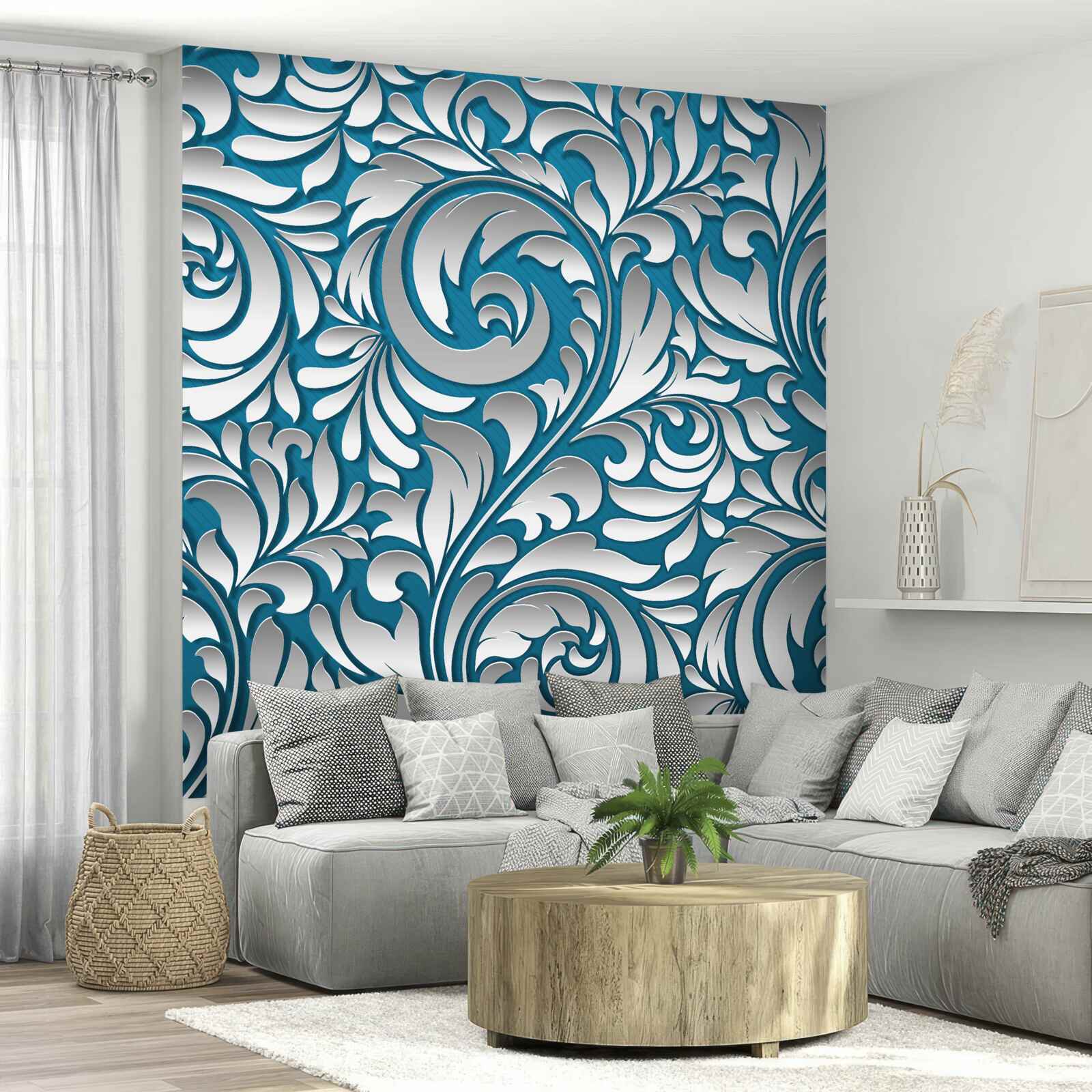 Fototapeta vzorovaná štruktúra v odtieňoch bielej a modrej