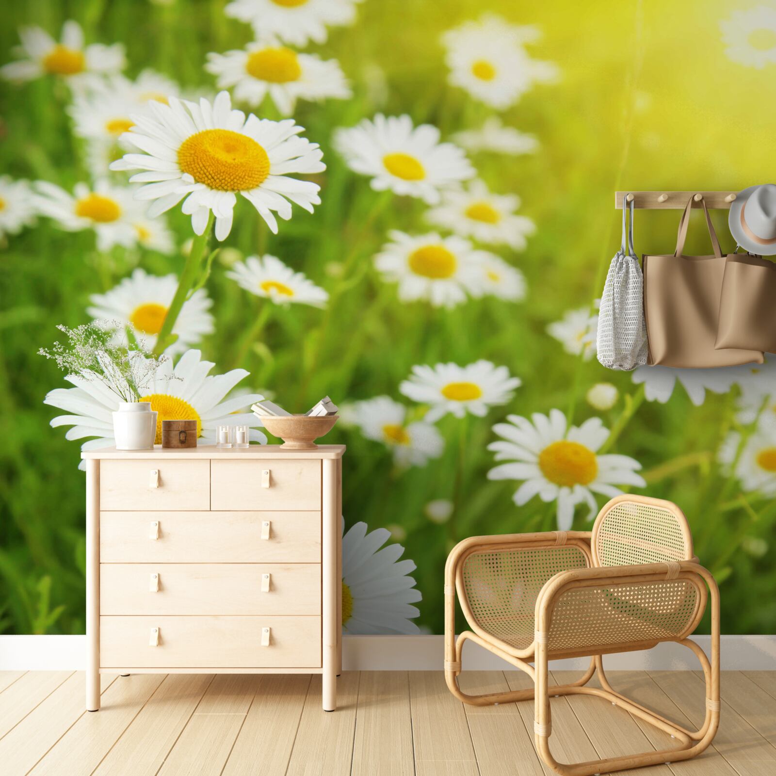 Fototapeta polya posiata bielymi sedmokrami