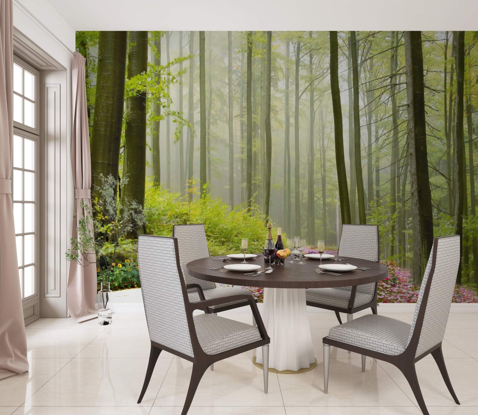 Fototapeta malý hmly v pôvabnom lese