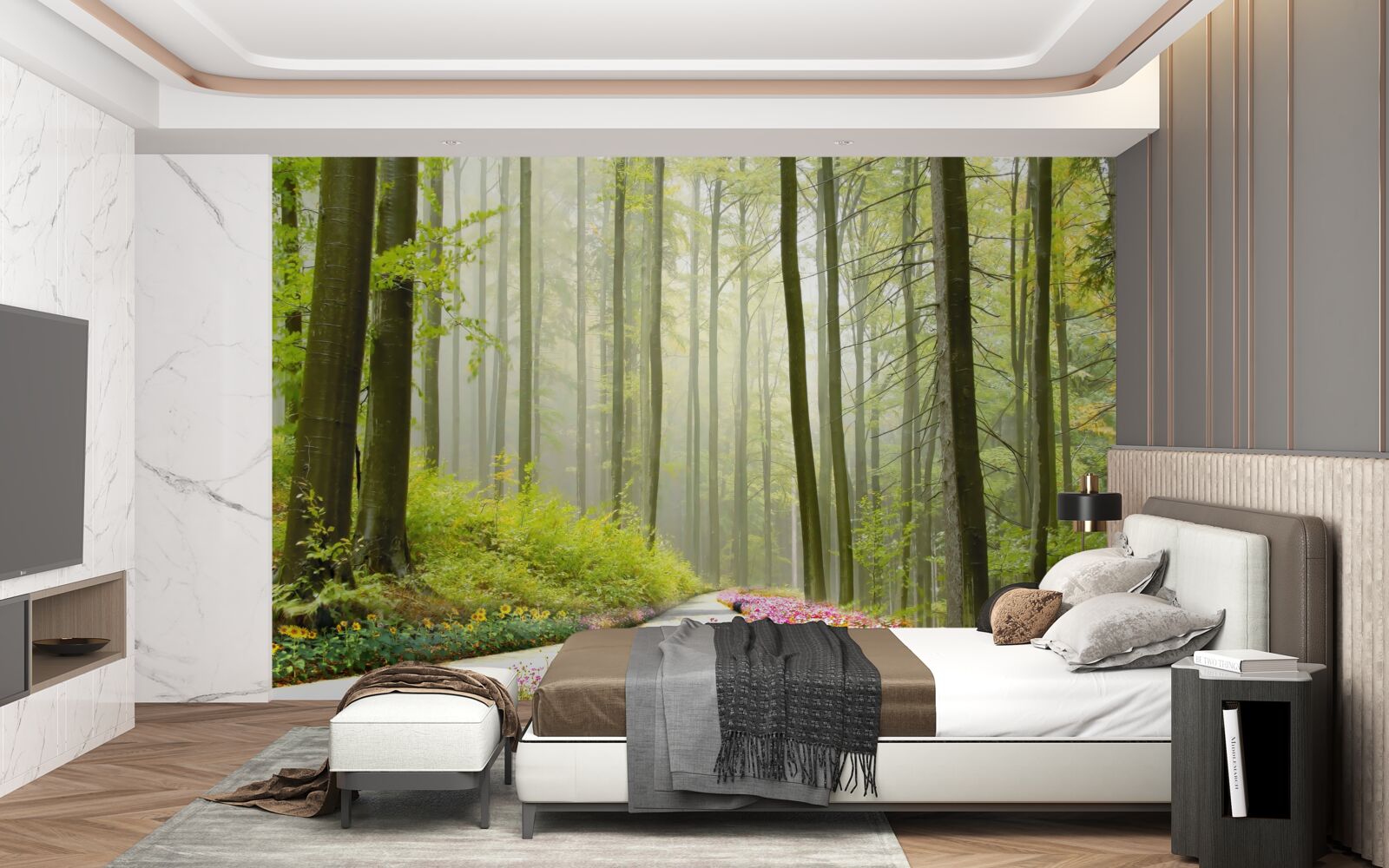 Fototapeta malý hmly v pôvabnom lese