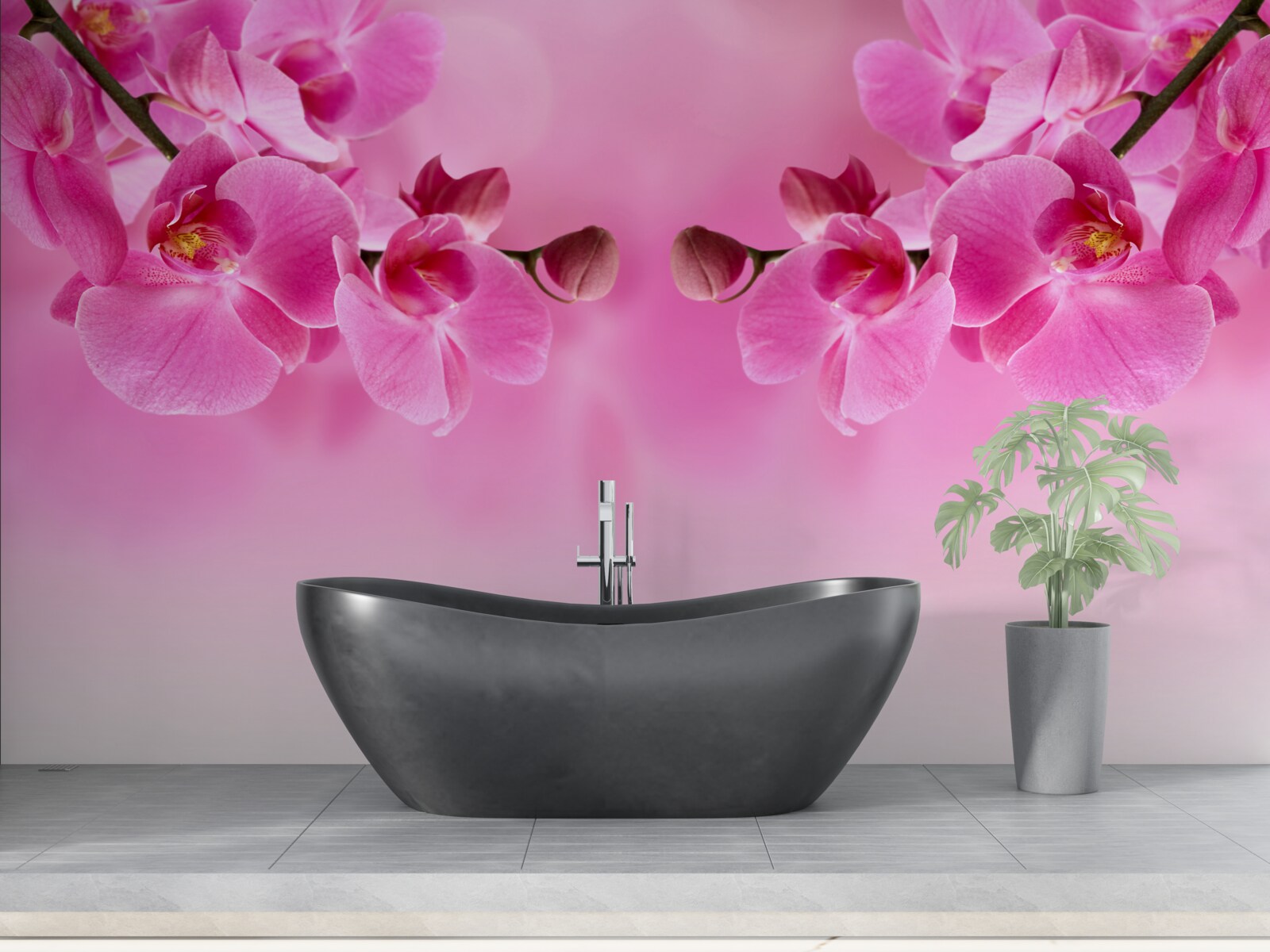 Fototapeta konáre ružovej orchidey na svetlom pozadí