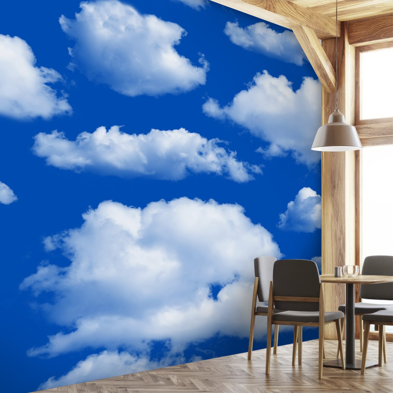 Fototapeta vela tvarov snehobielych oblakov na oblohe