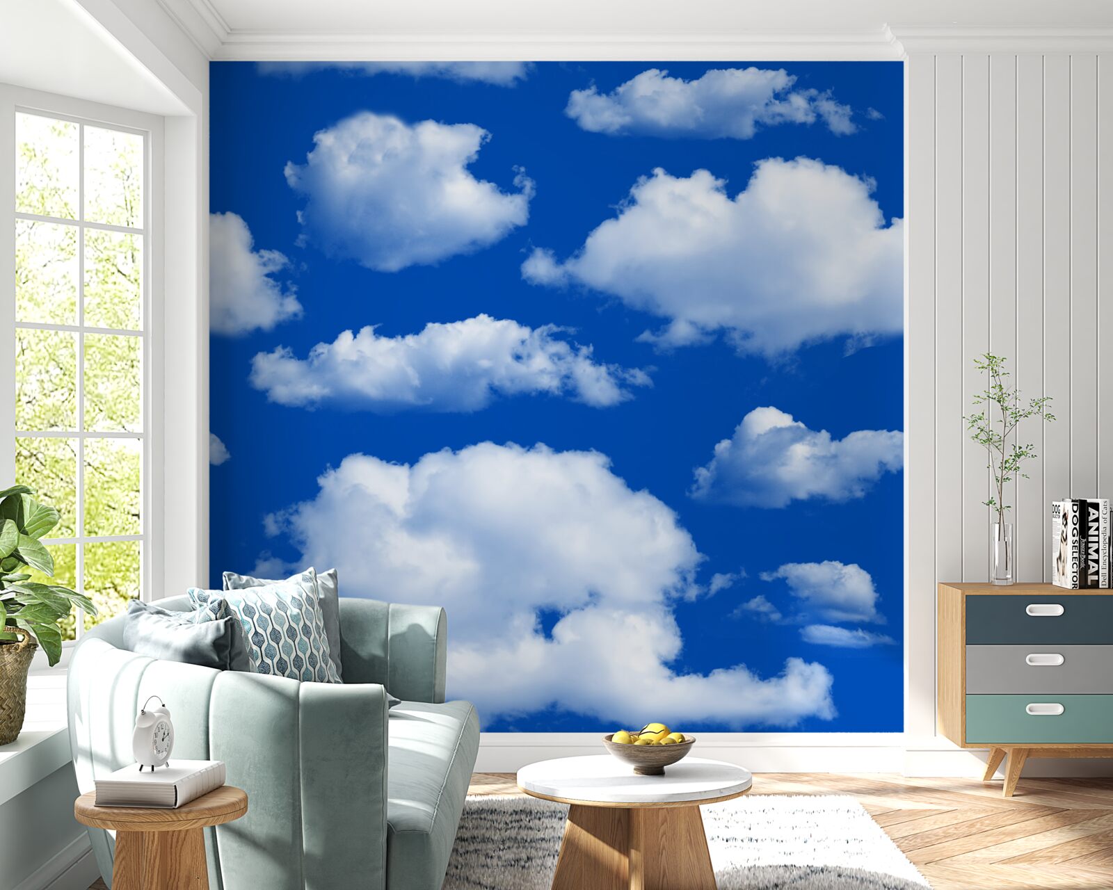 Fototapeta vela tvarov snehobielych oblakov na oblohe