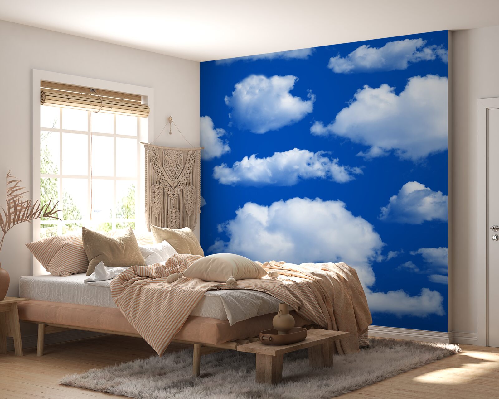 Fototapeta vela tvarov snehobielych oblakov na oblohe