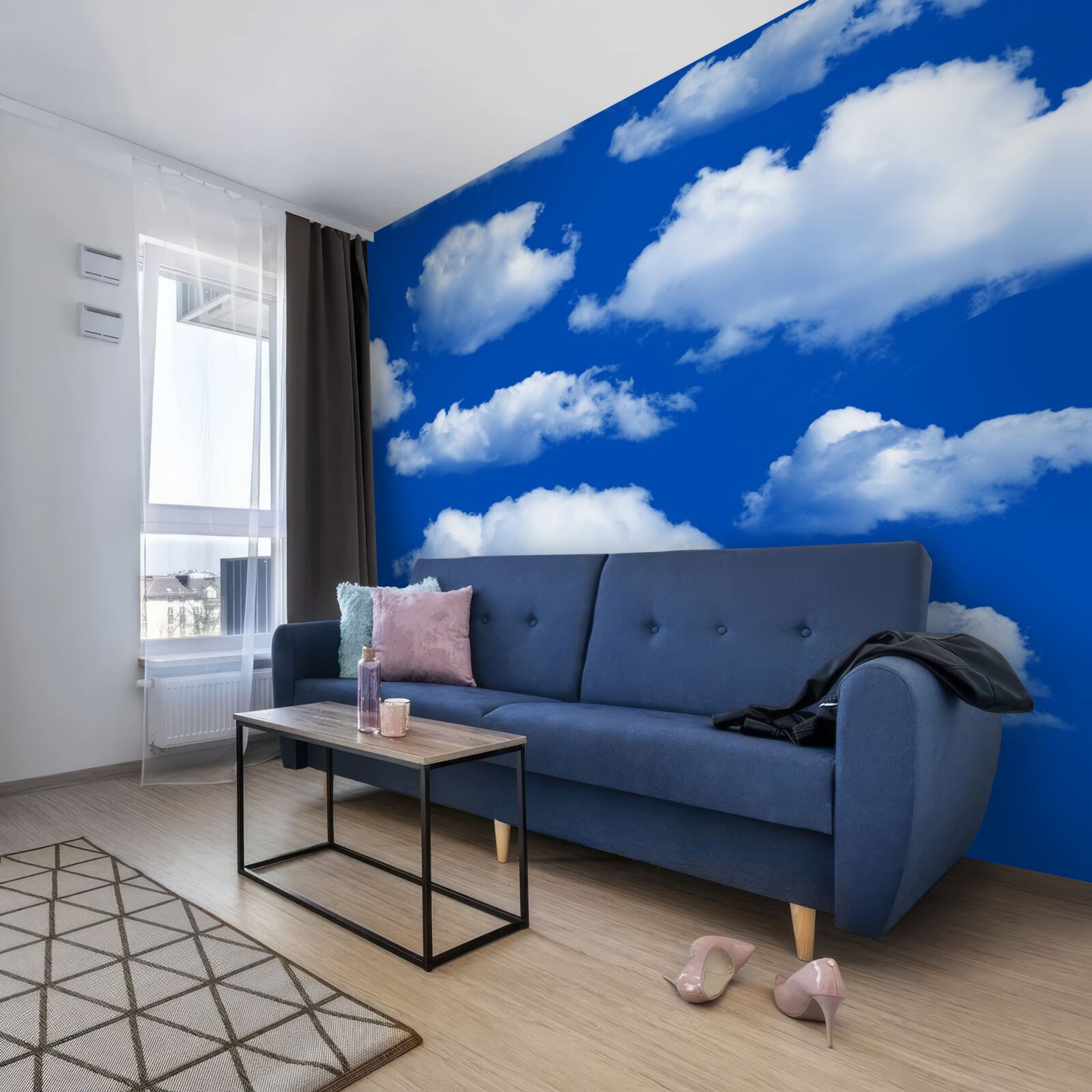 Fototapeta vela tvarov snehobielych oblakov na oblohe