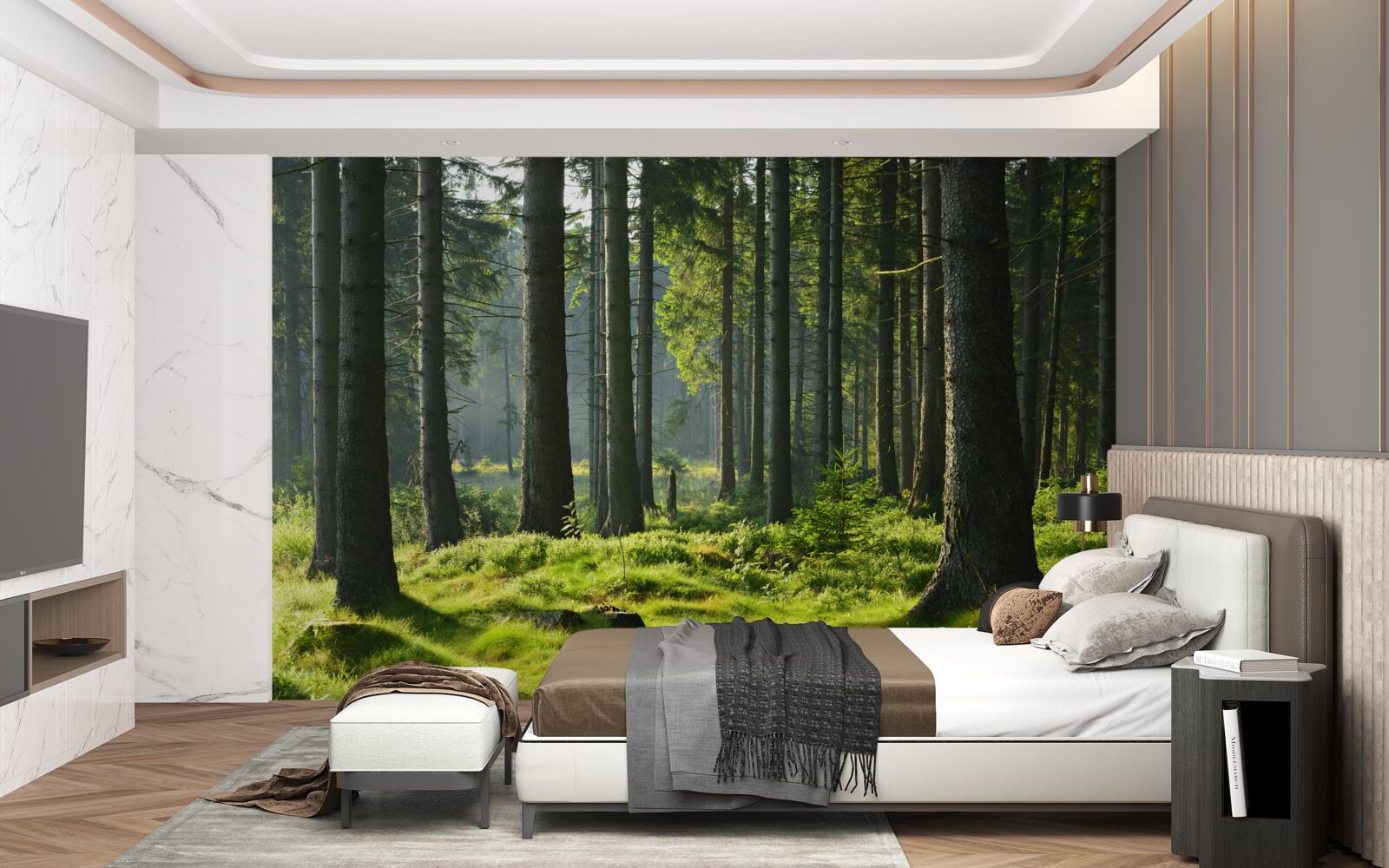 Fototapeta vysoké staré stromy a zelený mach