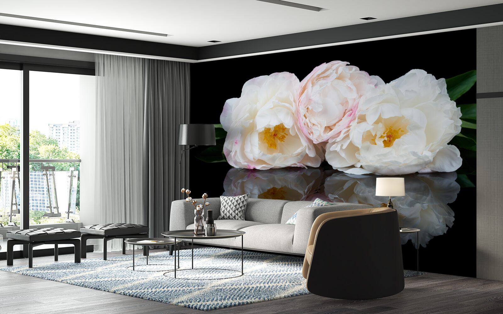 Fototapeta kytica bielych kvetov odrážajúcich sa vode