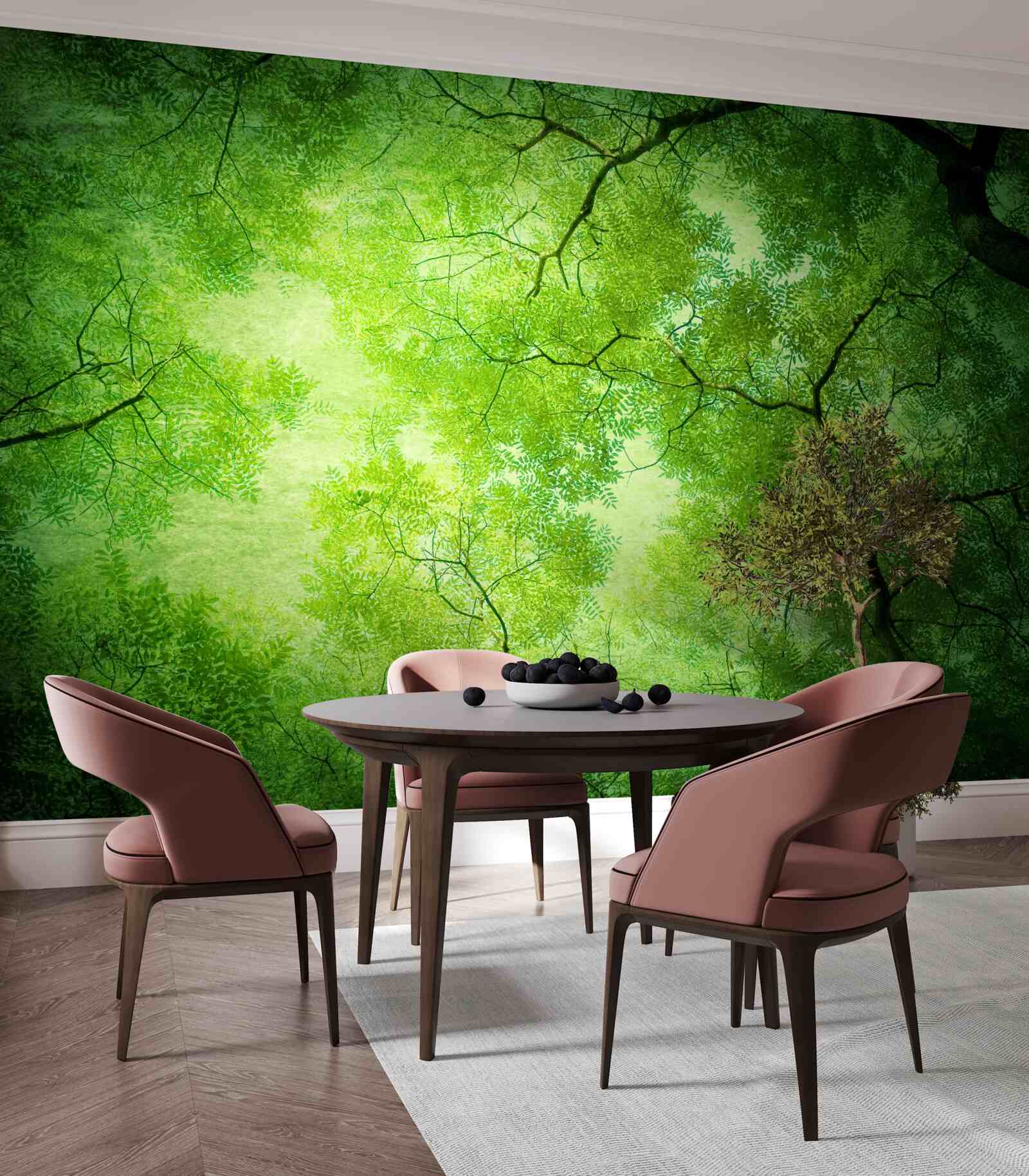 Fototapeta cezeň husté zelené koruny stromov sa prediera slnečný lúč