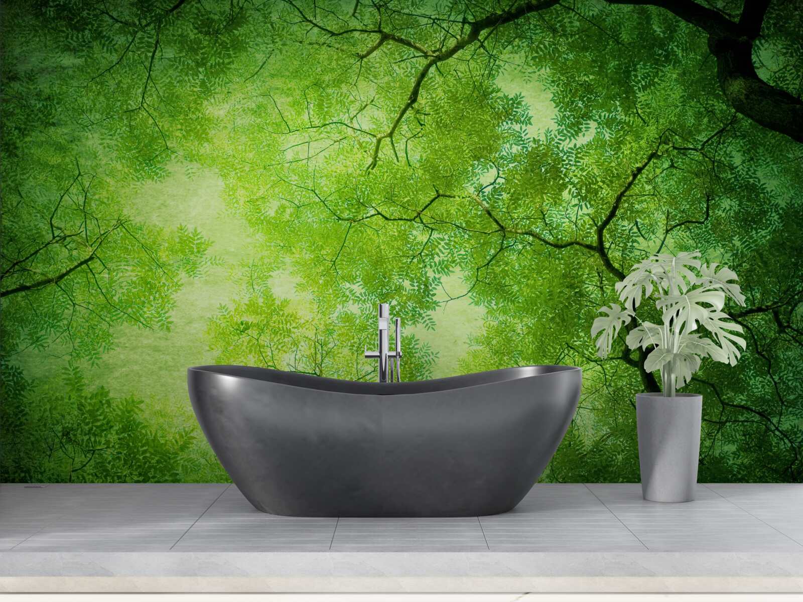 Fototapeta cezeň husté zelené koruny stromov sa prediera slnečný lúč