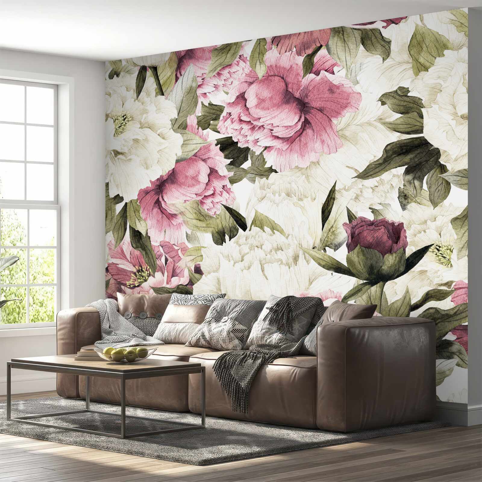 Fototapeta na konároch stromov kvitli svetlými bielymi a červenými kvetmi