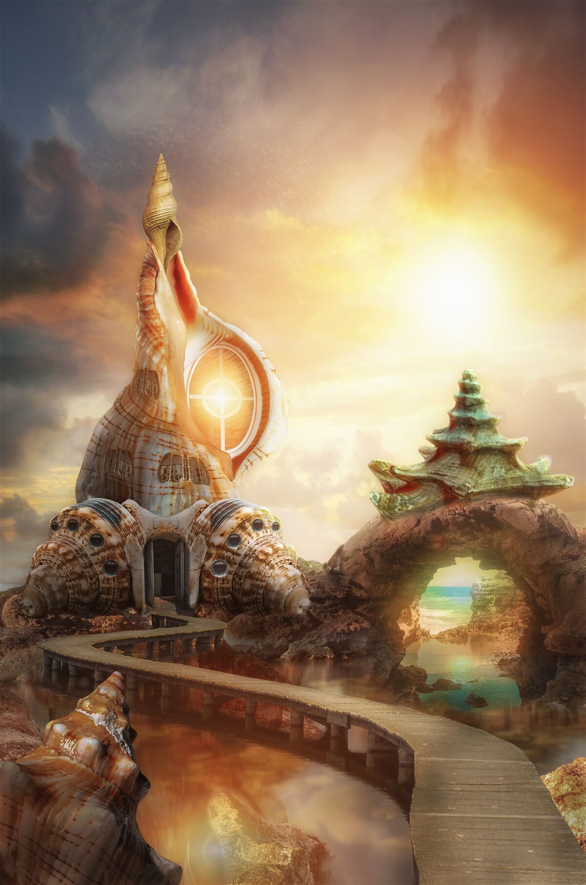 Fototapeta cesta pozdĺž vody a útesov v japonskom štýle