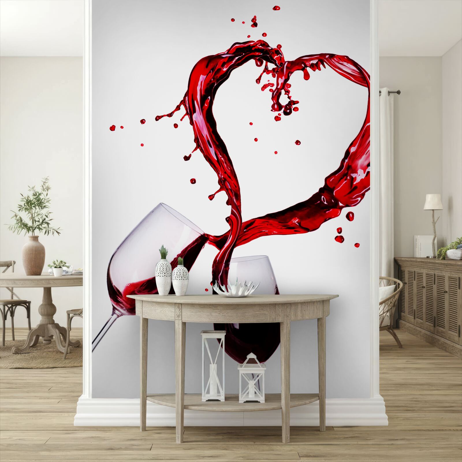 Fototapeta poháre s vínom a ikonou srdca