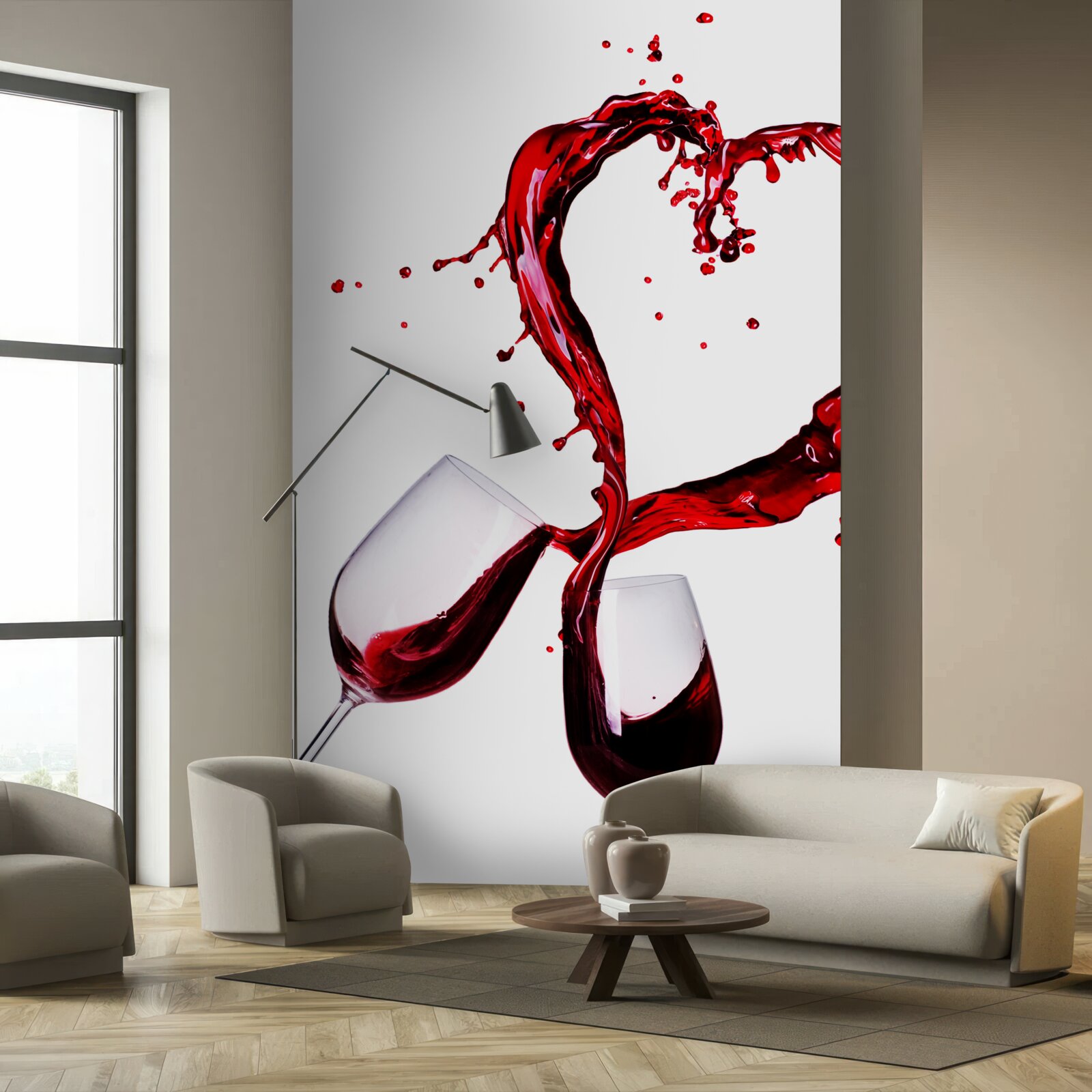 Fototapeta poháre s vínom a ikonou srdca