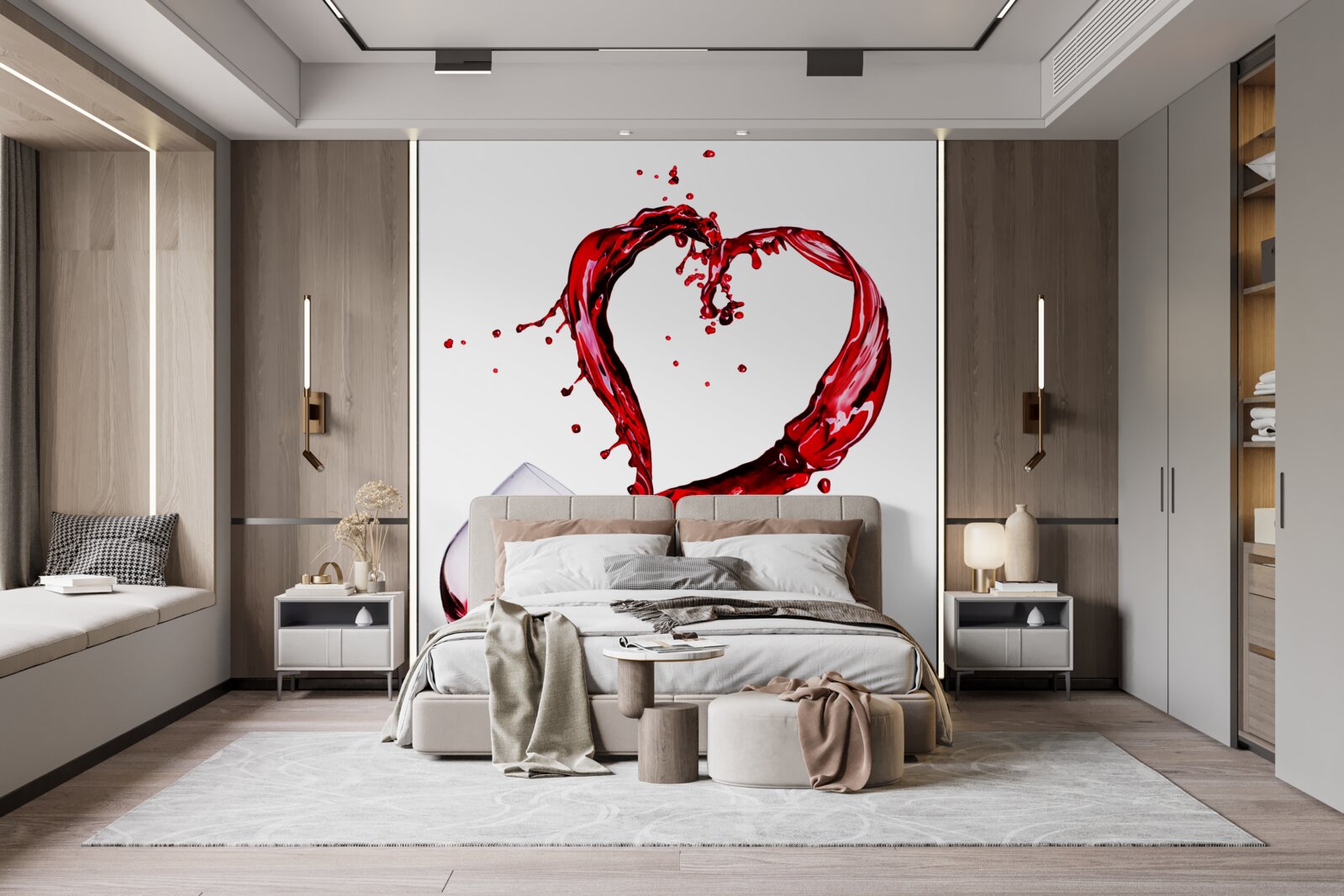 Fototapeta poháre s vínom a ikonou srdca