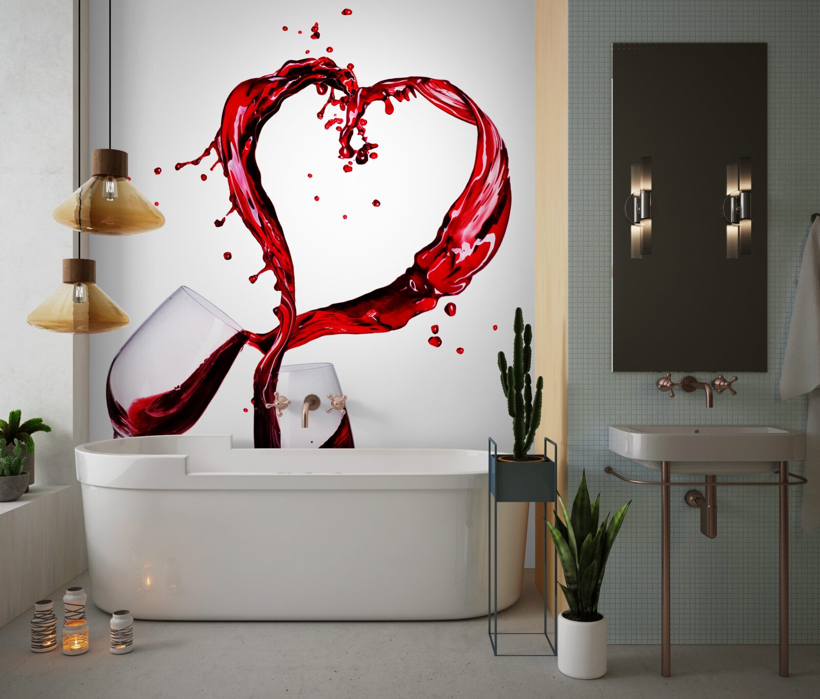 Fototapeta poháre s vínom a ikonou srdca