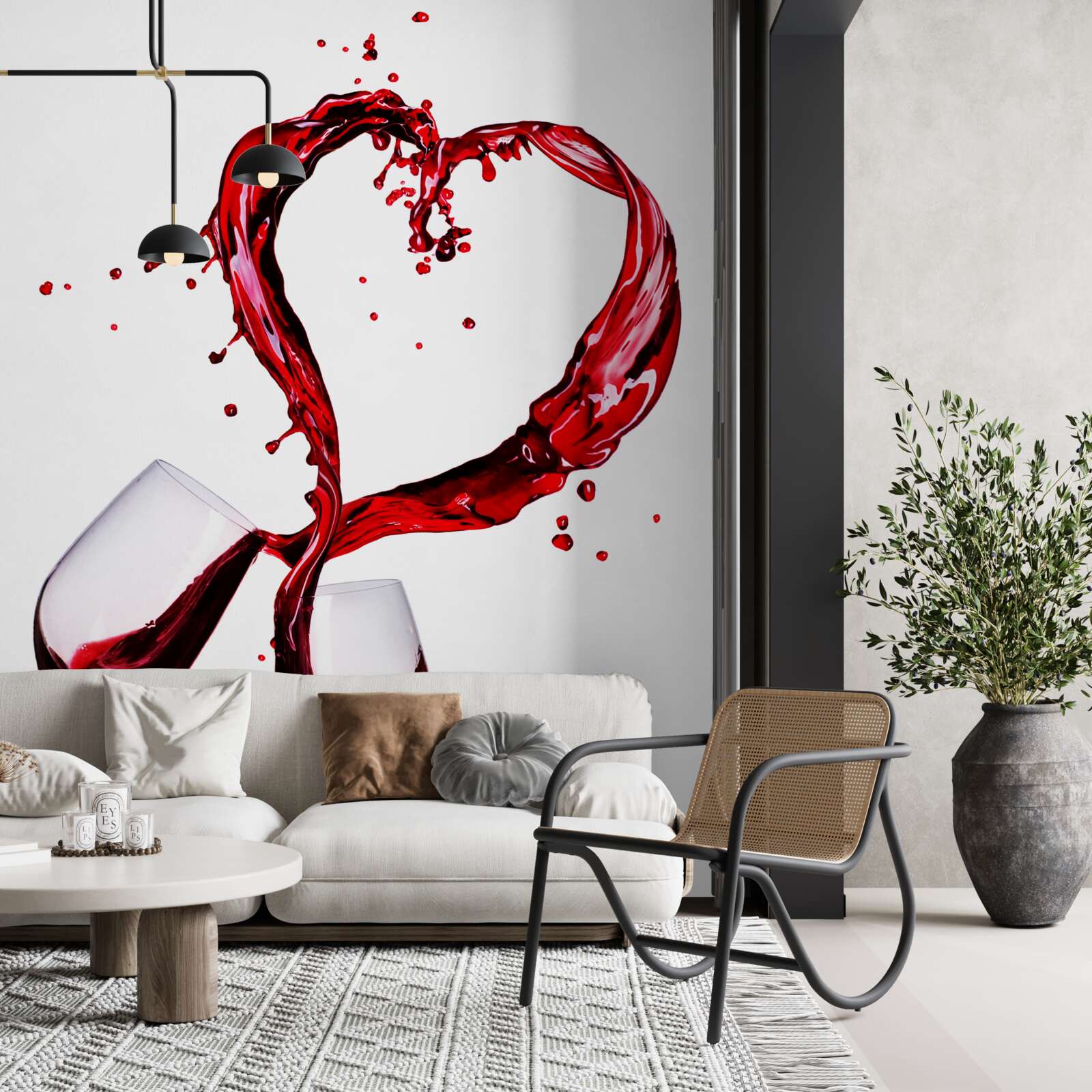 Fototapeta poháre s vínom a ikonou srdca