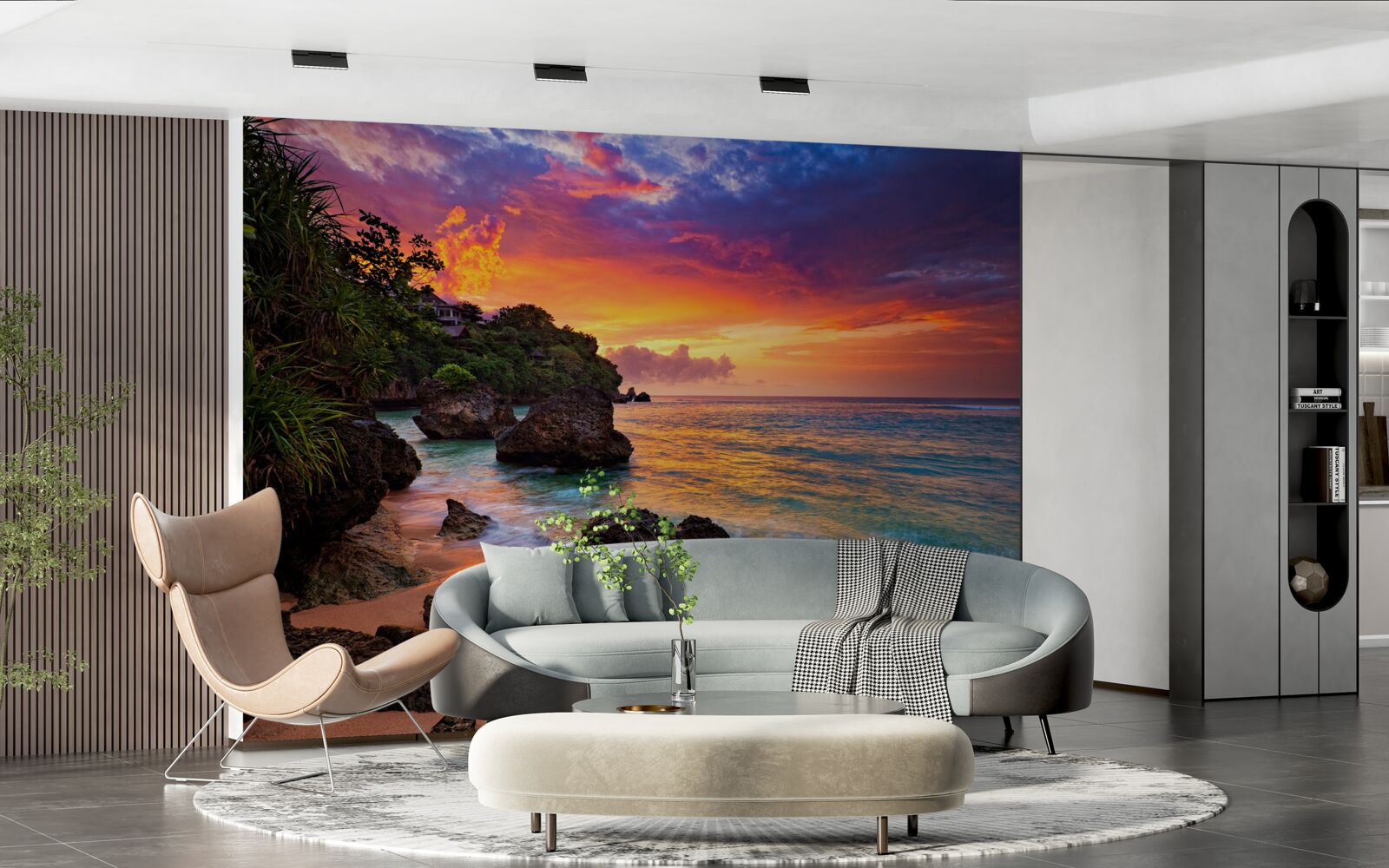 Fototapeta farebné farby zapadu slnka na tropickom pobreží