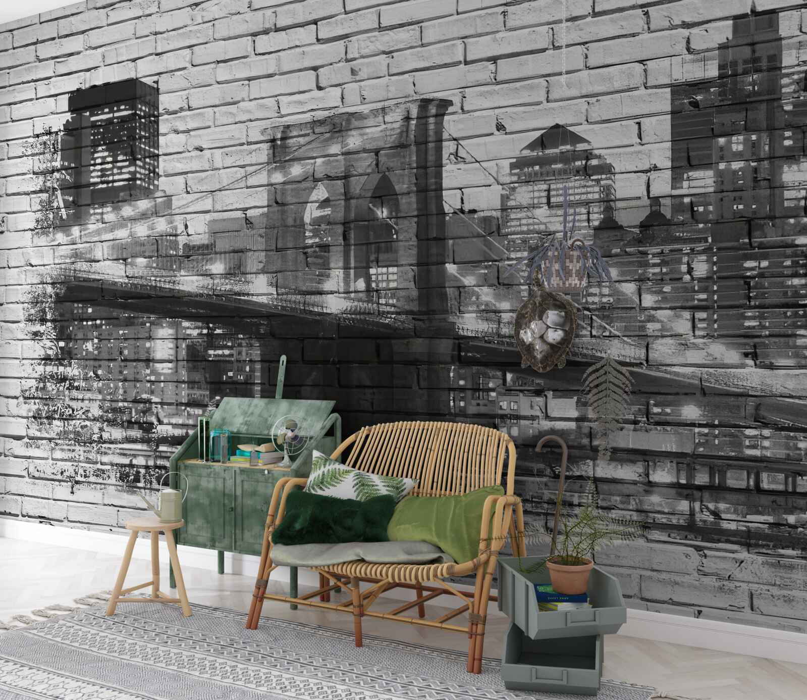 Fototapeta panoráma manhattanského mosta na tehle