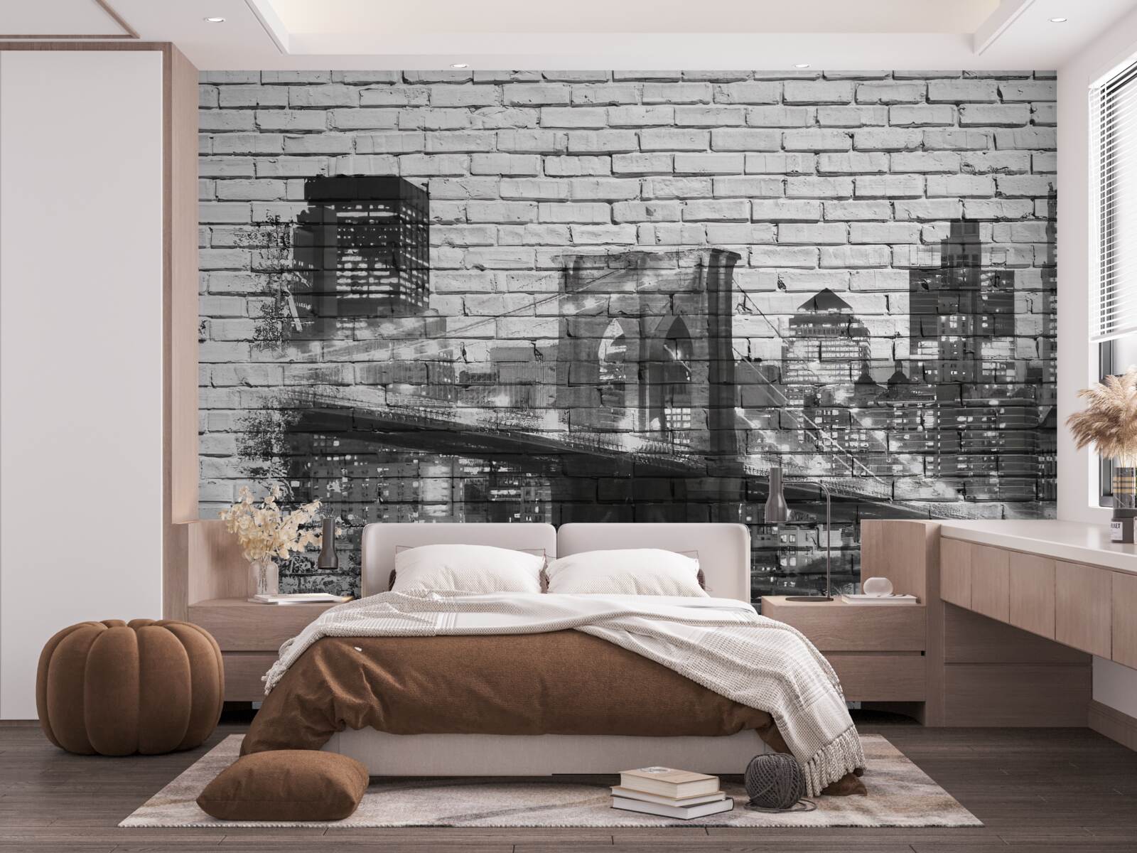 Fototapeta panoráma manhattanského mosta na tehle