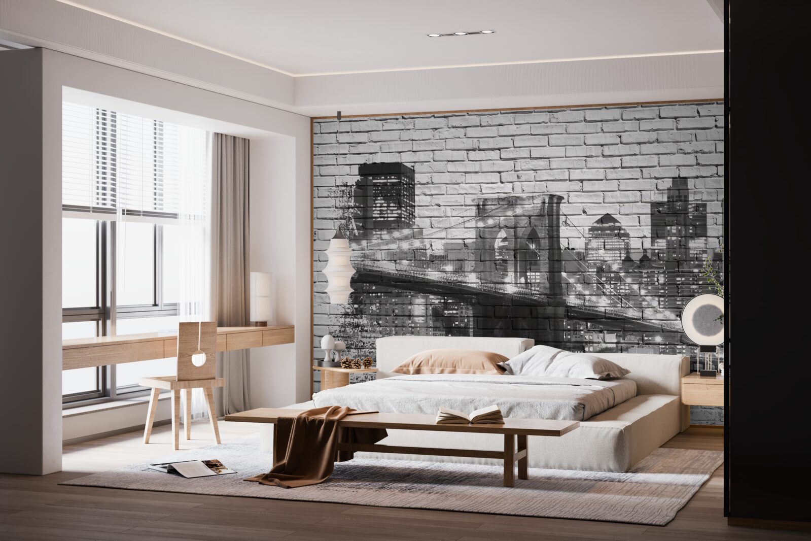 Fototapeta panoráma manhattanského mosta na tehle