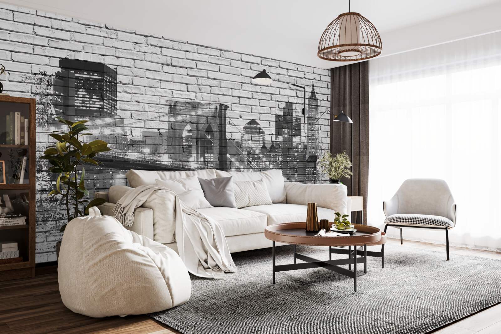 Fototapeta panoráma manhattanského mosta na tehle