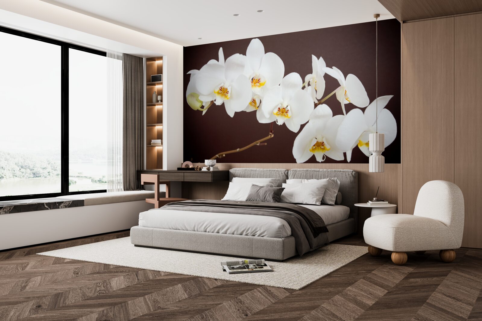 Fototapeta biele kvety mladých stromov