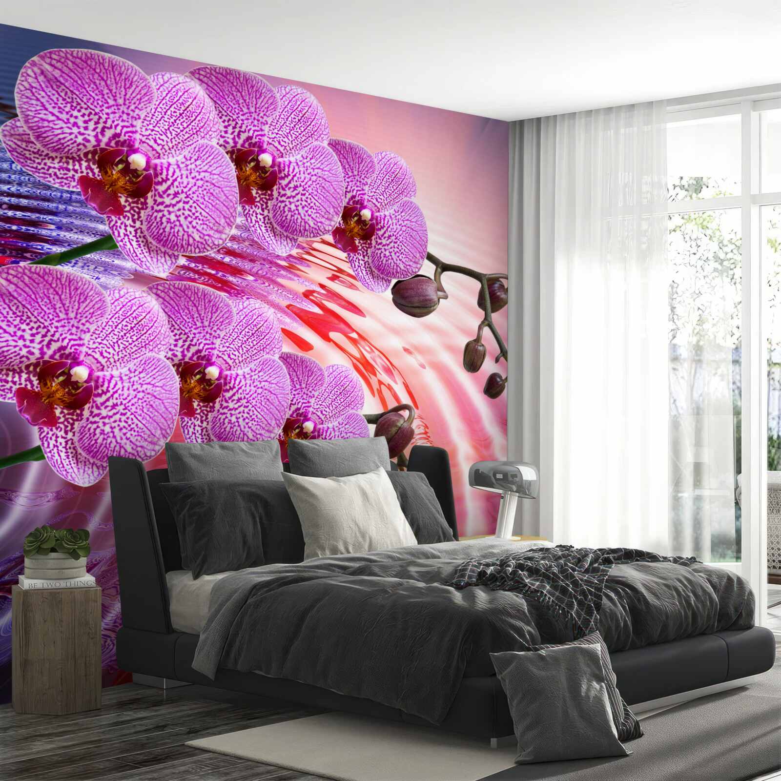 Fototapeta odraz leopardej orchidey s orgovánovými vetvami