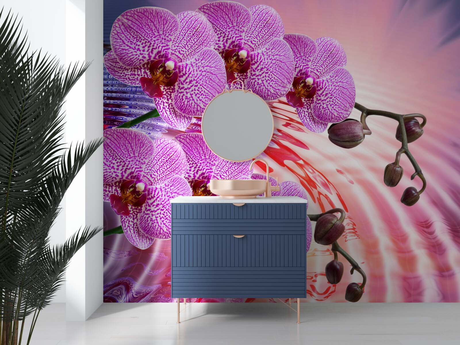 Fototapeta odraz leopardej orchidey s orgovánovými vetvami